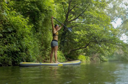A woman doing SUP in Nestos river